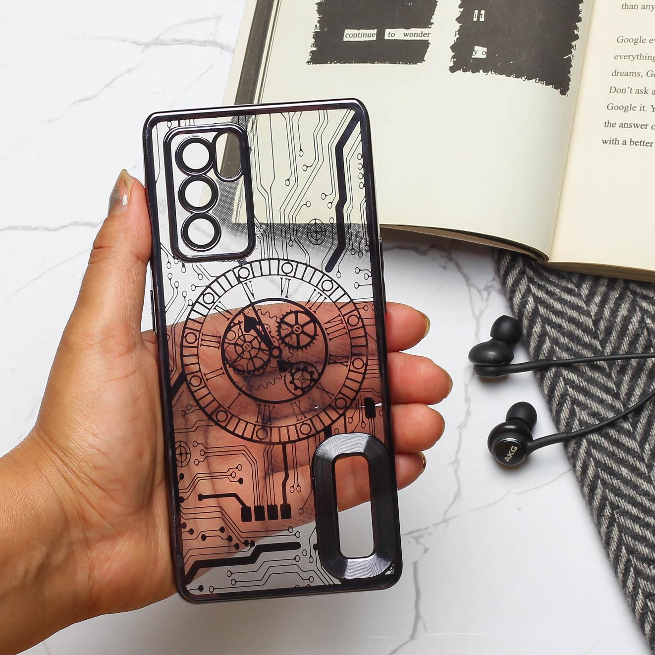 Black Watch  Machine Logo Cut Transparent Case for Samsung S20 Fe - The Hatke