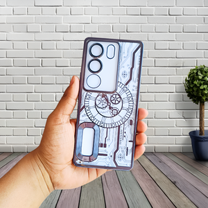 Black Watch Machine Logo Cut Transparent Case for Vivo V29 5G - The Hatke