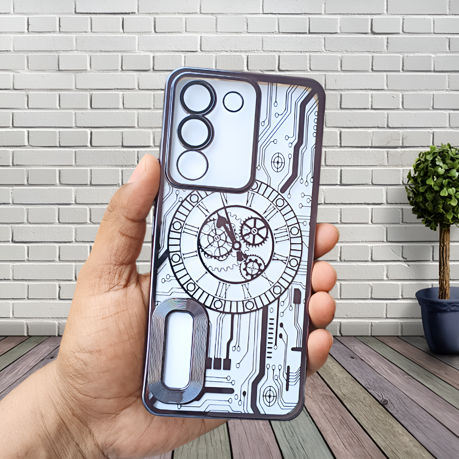 Black Watch  Machine Logo Cut Transparent Case for Vivo Y200 - The Hatke