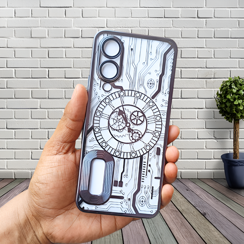 Black Watch Machine Logo Cut Transparent Case for Vivo Y28 5g - The Hatke