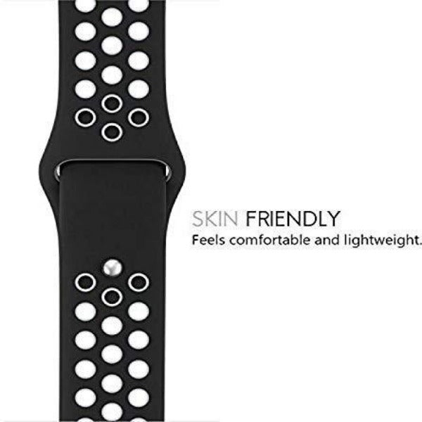 Black White Dotted Silicone Strap For Apple Iwatch (38mm/40mm) - The Hatke