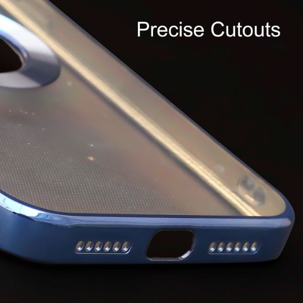 Blue 6D Chrome Logo Cut Transparent Case for Apple iphone 12 - The Hatke