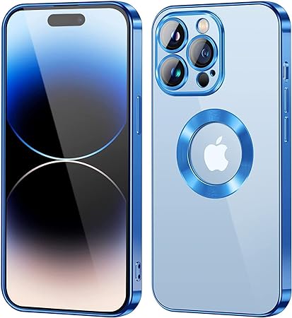 Blue 6D Chrome Logo Cut Transparent Case for Apple iphone 12 Pro Max - The Hatke