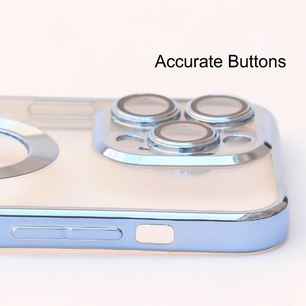 Blue 6D Chrome Logo Cut Transparent Case for Apple iphone 12 Pro Max - The Hatke