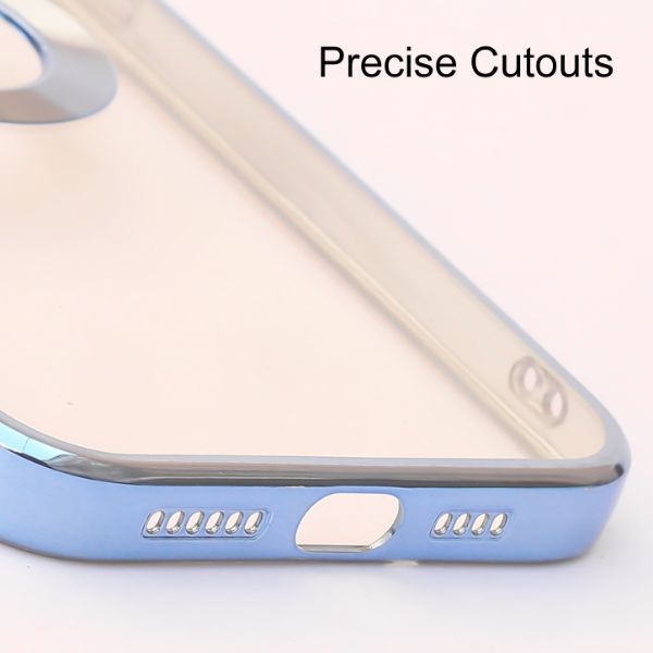 Blue 6D Chrome Logo Cut Transparent Case for Apple iphone 12 Pro Max - The Hatke