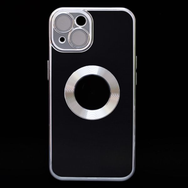 Blue 6D Chrome Logo Cut Transparent Case for Apple iphone 13 - The Hatke