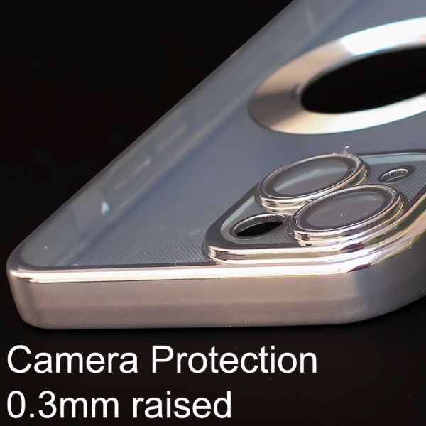 Blue 6D Chrome Logo Cut Transparent Case for Apple iphone 14 - The Hatke