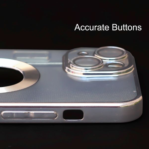 Blue 6D Chrome Logo Cut Transparent Case for Apple iphone 14 - The Hatke