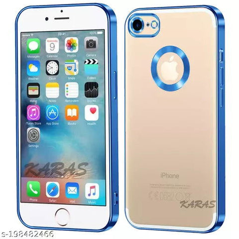 Blue 6D Chrome Logo Cut Transparent Case for Apple iphone 8 - The Hatke