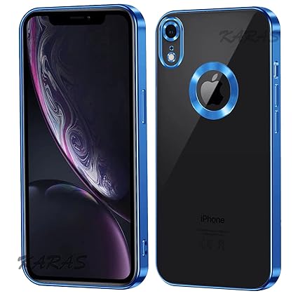 Blue 6D Chrome Logo Cut Transparent Case for Apple iphone XR - The Hatke