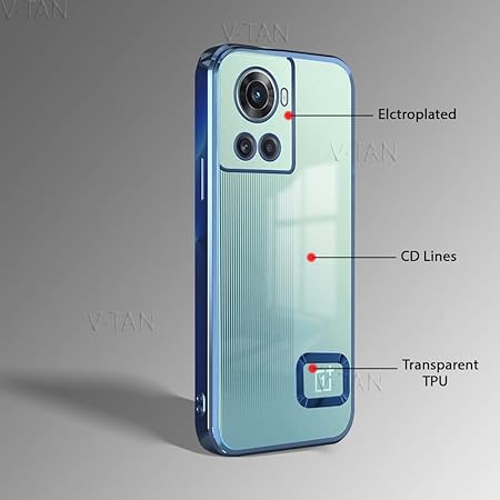 Blue 6D Chrome Logo Cut Transparent Case for Oneplus 10R - The Hatke