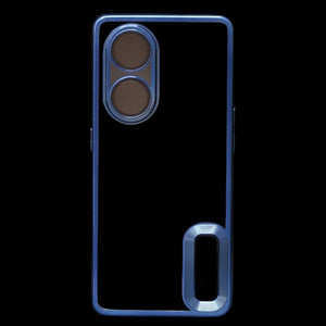 Blue 6D Chrome Logo Cut Transparent Case for Oppo Reno 8T - The Hatke