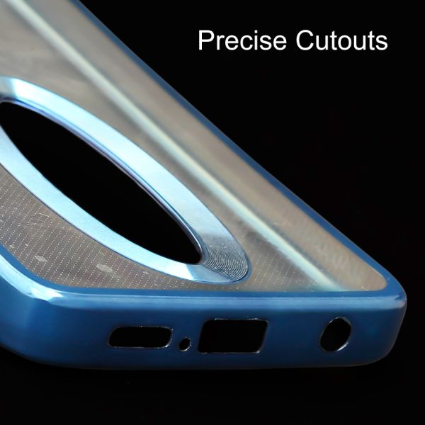 Blue 6D Chrome Logo Cut Transparent Case for Poco X3 - The Hatke