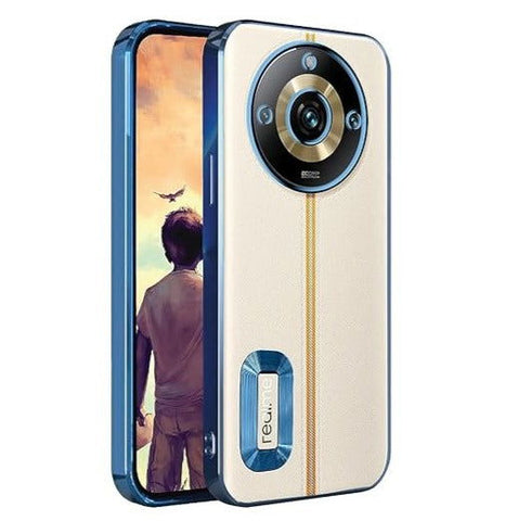 Blue 6D Chrome Logo Cut Transparent Case for Realme 11 Pro Plus - The Hatke