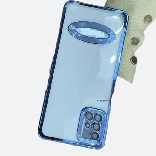 Blue 6D Chrome Logo Cut Transparent Case for Samsung A51 - The Hatke