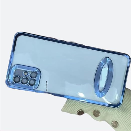 Blue 6D Chrome Logo Cut Transparent Case for Samsung A51 - The Hatke