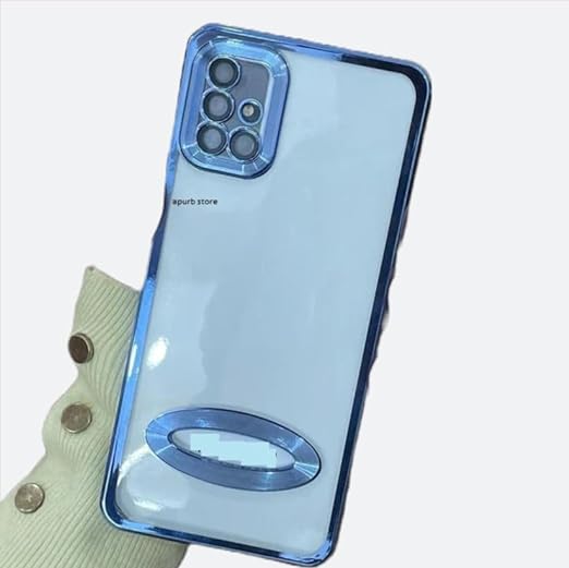 Blue 6D Chrome Logo Cut Transparent Case for Samsung A51 - The Hatke
