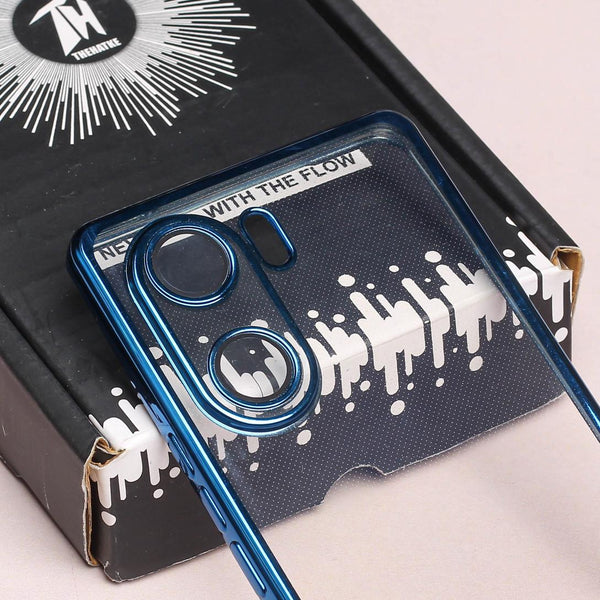 Blue 6D Chrome Logo Cut Transparent Case for Vivo V29E - The Hatke
