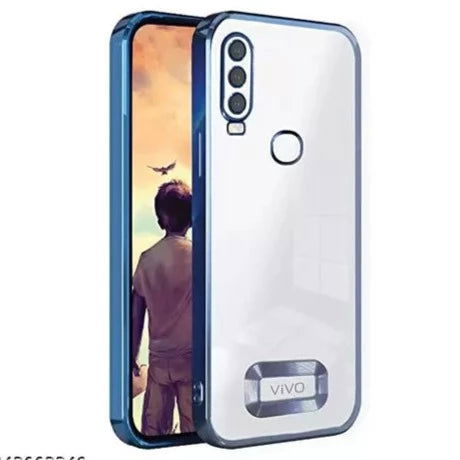 Blue 6D Chrome Logo Cut Transparent Case for Vivo Y17 - The Hatke