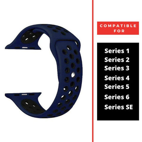 Blue Black Dotted Silicone Strap For Apple Iwatch (38mm/40mm) - The Hatke