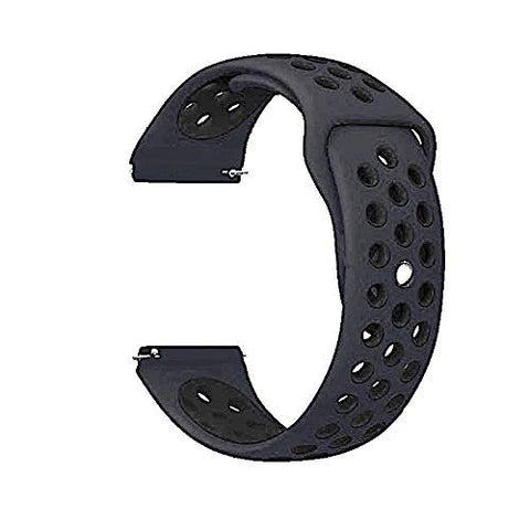 Blue Black Dotted Silicone Strap For Smart Watch 20mm - The Hatke