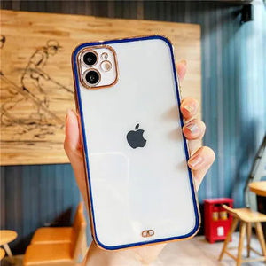 Blue Electroplated Transparent Case for Apple iphone 12 - The Hatke