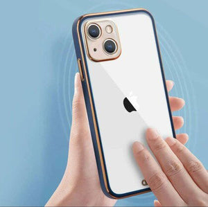 Blue Electroplated Transparent Case for Apple iphone 13 mini - The Hatke