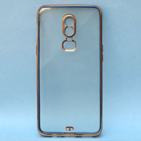 Blue Electroplated Transparent Case for Oneplus 6 - The Hatke