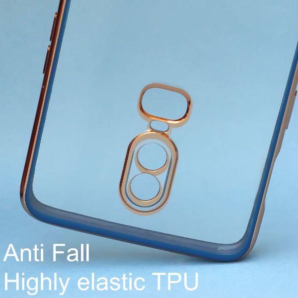 Blue Electroplated Transparent Case for Oneplus 6 - The Hatke