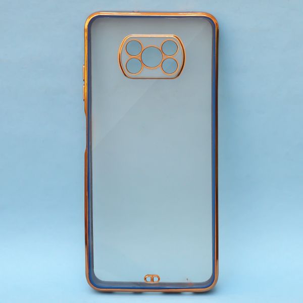 Blue Electroplated Transparent Case for Poco X3 - The Hatke