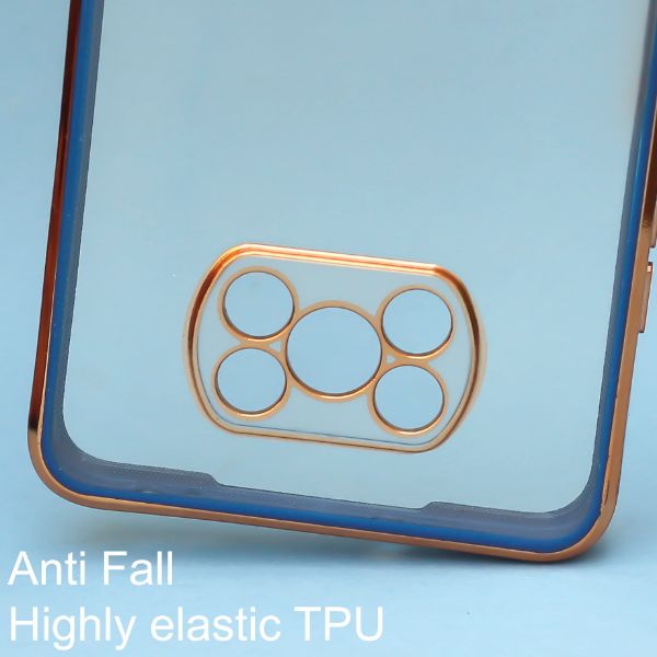 Blue Electroplated Transparent Case for Poco X3 - The Hatke