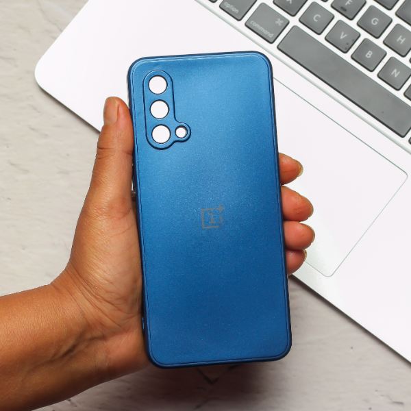Blue Metallic Finish Silicone Case for Oneplus Nord CE - The Hatke