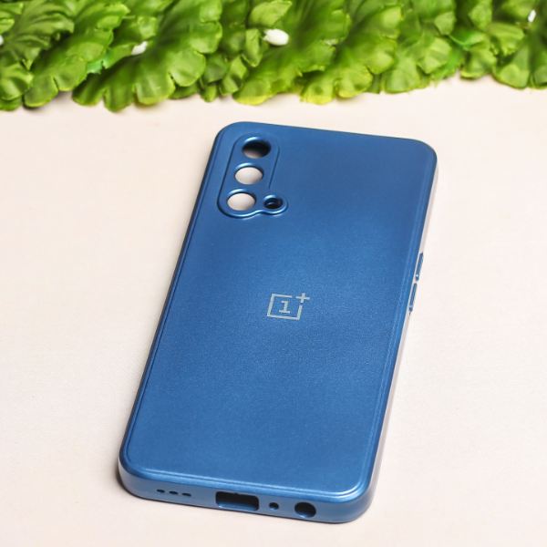 Blue Metallic Finish Silicone Case for Oneplus Nord CE - The Hatke