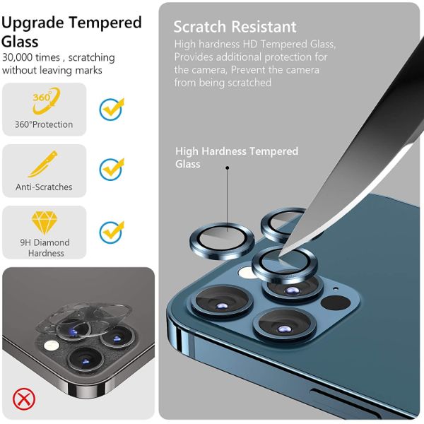 Blue Metallic camera ring lens guard for Apple iphone 12 Pro Max - The Hatke