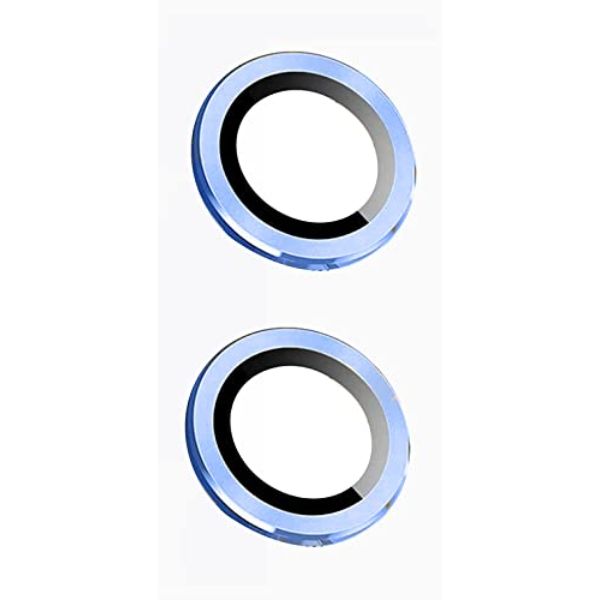 Blue Metallic camera ring lens guard for Apple iphone 15 - The Hatke