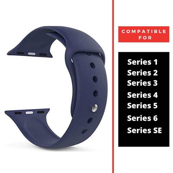 Blue Plain Silicone Strap For Apple Iwatch (38mm/40mm) - The Hatke