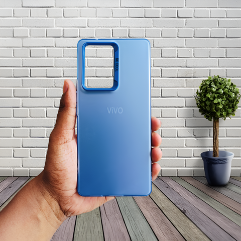Blue Rgiem Slim Slicone Non-Yellowing Protective Case for Vivo V27 - The Hatke
