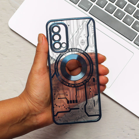 Blue Watch Machine Logo Cut Transparent Case for Oneplus Nord CE - The Hatke