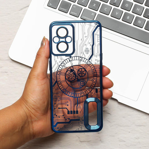 Blue Watch Machine Logo Cut Transparent Case for Oppo F21 Pro - The Hatke
