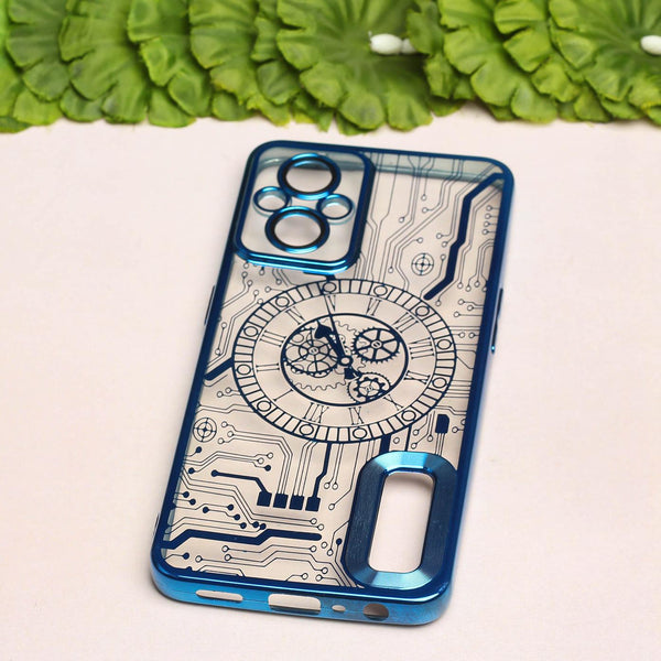 Blue Watch Machine Logo Cut Transparent Case for Oppo F21 Pro - The Hatke