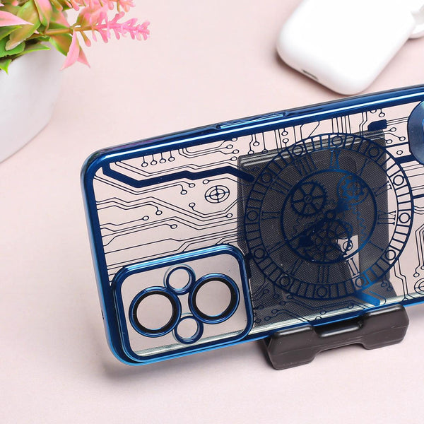 Blue Watch Machine Logo Cut Transparent Case for Oppo F21 Pro - The Hatke