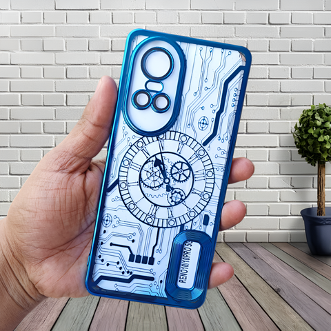 Blue Watch Machine Logo Cut Transparent Case for Oppo Reno 10 Pro - The Hatke