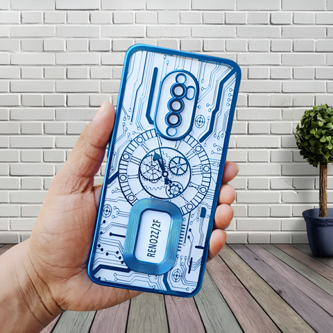 Blue Watch Machine Logo Cut Transparent Case for Oppo Reno 2F - The Hatke
