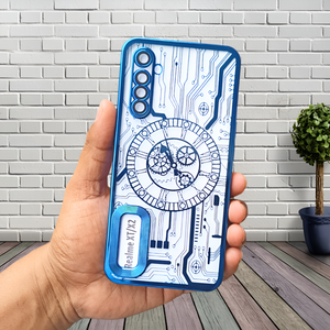 Blue Watch Machine Logo Cut Transparent Case for Realme X2 - The Hatke