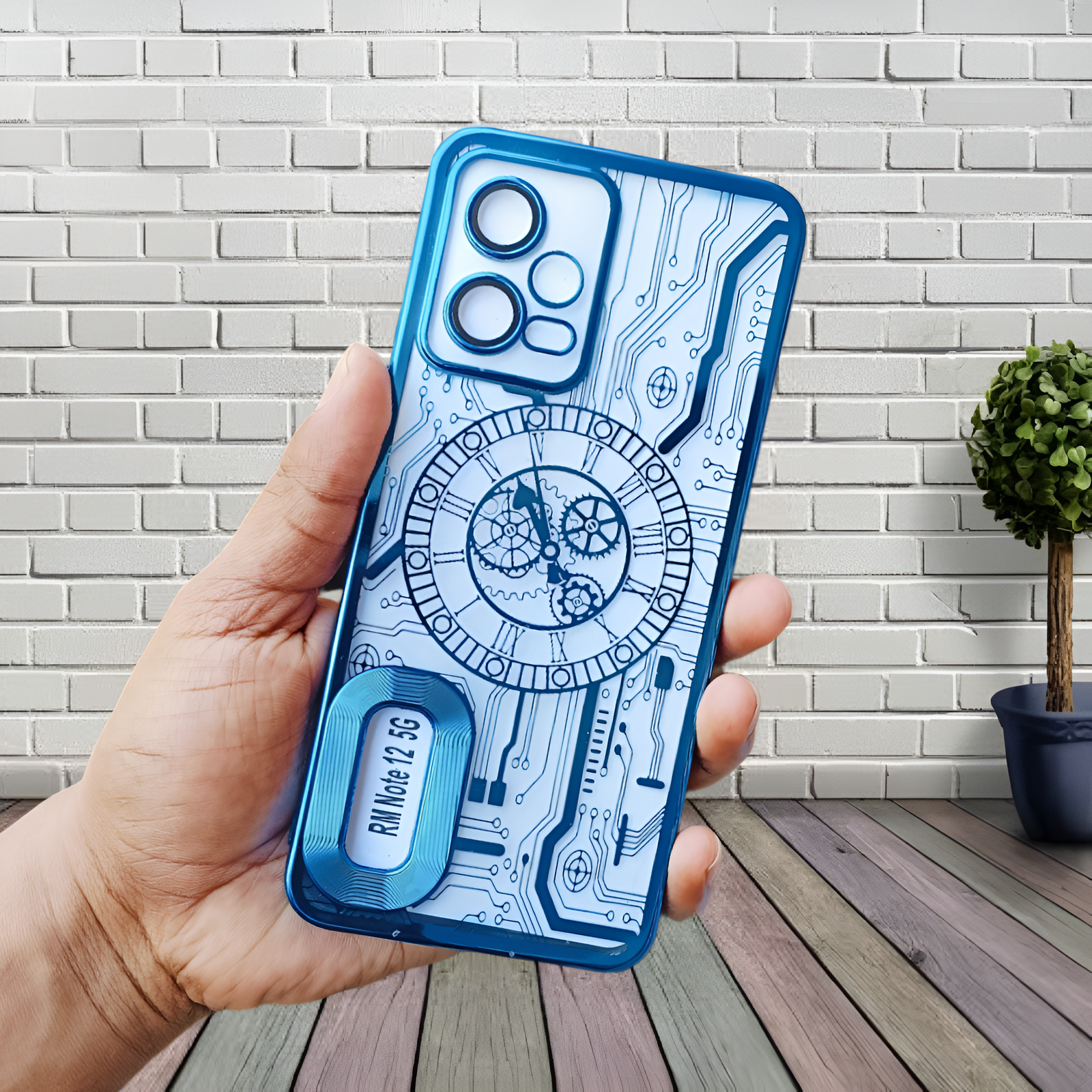 Blue Watch Machine Logo Cut Transparent Case for Redmi Note 12 - The Hatke
