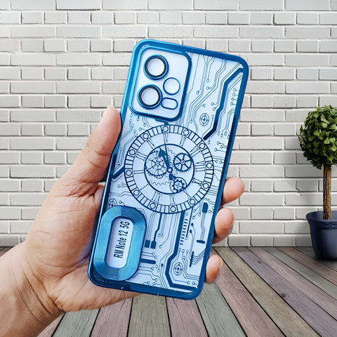 Blue Watch Machine Logo Cut Transparent Case for Redmi Note 12 - The Hatke