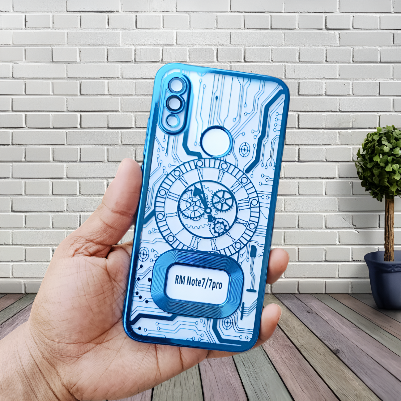 Blue Watch Machine Logo Cut Transparent Case for Redmi Note 7 Pro - The Hatke