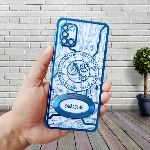 Blue Watch Machine Logo Cut Transparent Case for Samsung A31 - The Hatke