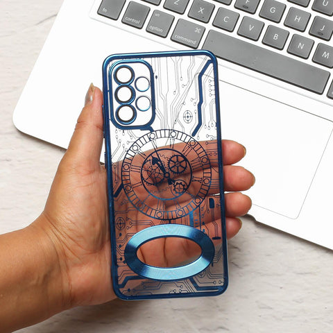 Blue Watch Machine Logo Cut Transparent Case for Samsung A32 4g - The Hatke