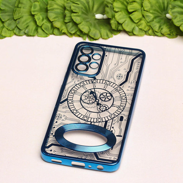 Blue Watch Machine Logo Cut Transparent Case for Samsung A32 4g - The Hatke